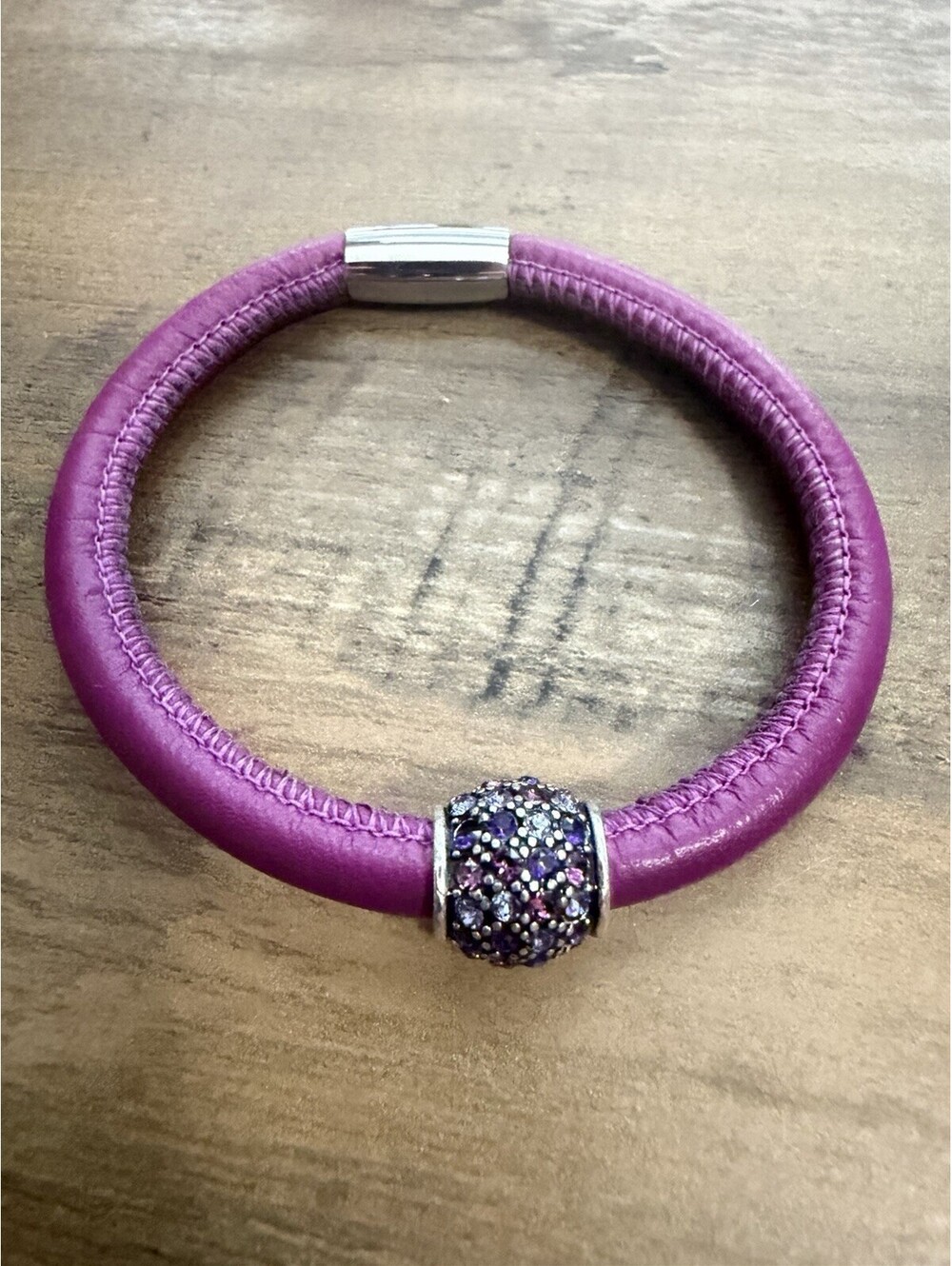 Brighton Woodstock Silver/purple Bracelet Rhinestone Accent